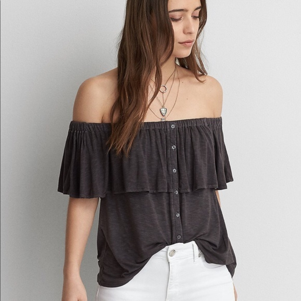 Aerie Soft and Sexy Slub, white, Off-Shoulder Top